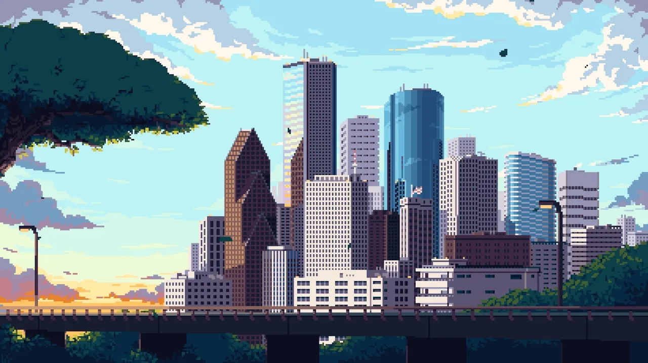 Pixel city background